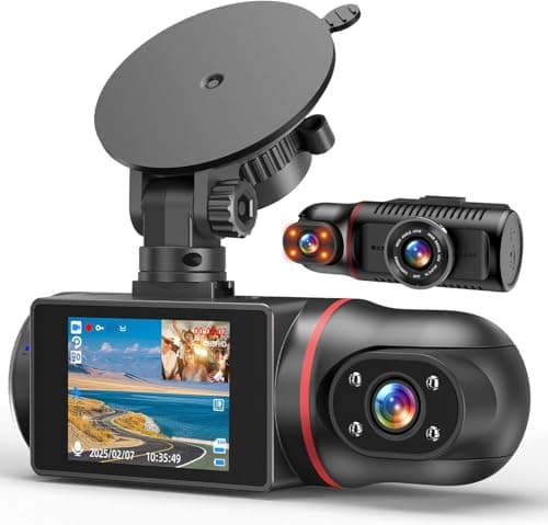 Dash Cam Front and Inside, FHD Dashcams for Cars with 64GB Card Dash Camera for Cars, 1080P Front Dash Cam+1080P Inside Dashcam for Car Dash Camera with IR Night Vision Loop Recording