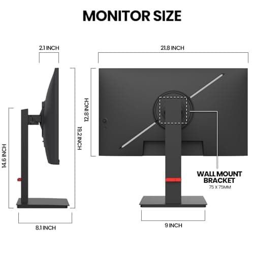 CRUA 24.5Inch Gaming Monitor 144Hz/165Hz, FHD(1920x1080P) 120% sRGB Computer Monitor, Height/Pivot/Swivel/Tilt Adjustable Vertical Monitor, Support FreeSync, DP,HDMI, Wall Mount (75mmX75mm) 6