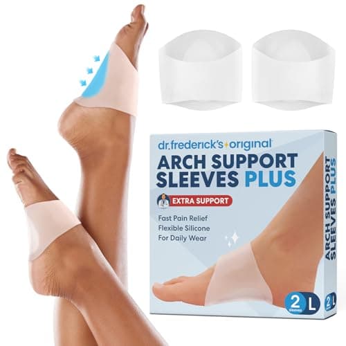 Dr. Frederick's Original Arch Support Sleeves Plus - 2 ct - Doctor-Developed Plantar Fasciitis & Flat Feet Relief - Foot Braces for Fallen Arches, Heel Pain & Achy Feet - Soft Gel Cushion - L/XL