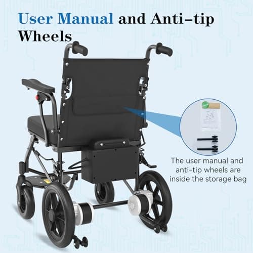 RehabRolls Electric Wheelchairs for Adults Lightweight Foldable, Compact Portable Motorized Power Wheelchair for Travel, Airline Approved 43lb (Black) 7