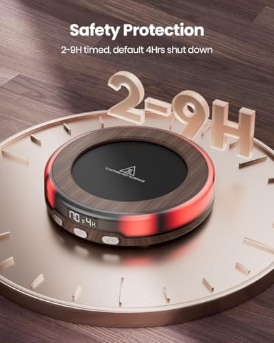 Gaiatop Coffee Mug Warmer for Desk, 3 Temp Settings, 2-9Hrs Timer, 3 Colorful Romantic Atmosphere Light Modes, Stocking Stuffers, Beverage Heating Plate with Digital Display for Candle Tea Milk Wood 4