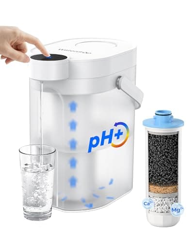 Waterdrop Alkaline Rechargeable Water Filter Dispenser, 6-Stage Instant Electric Powerful Pitcher, Healthy Mineralized Alkaline Water, 15-Cup Portable Countertop System, Does not Lower TDS