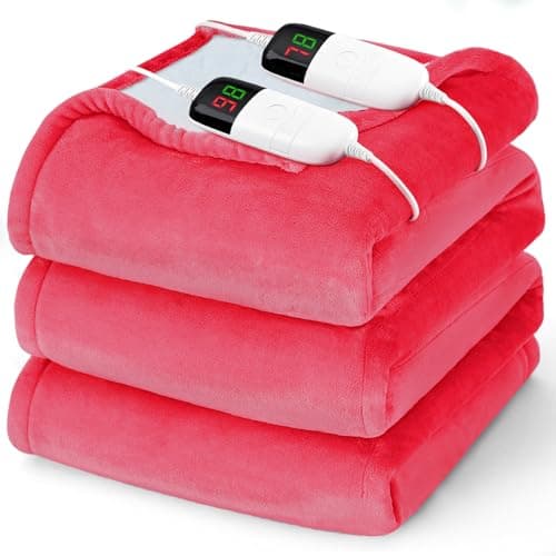 Heated Electric Blanket Queen Size - 84" x 90" Heating Blanket with Dual Control, 10 Heating Levels & 8 Hours Auto Off, Soft Warm Flannel Blanket, Christmas Birthday Gifts for Senior Grandma