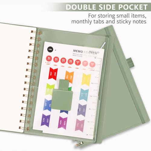 EMSHOI Undated Planner, Weekly and Monthly Calendar, 53 Weeks and 12 Months, A5 (6.38" x 8.35"), 100GSM Thick Paper, PVC Cover, Monthly Tabs, Note Pages, Start Anytime 7
