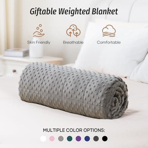 Wemore Weighted Blanket for Adults Queen Size 15 lbs, Minky Dot Cooling Heavy Blankets, Cozy Soft Washable Throw Blanket with Glass Beads, Grey 60 x 80 inches 9