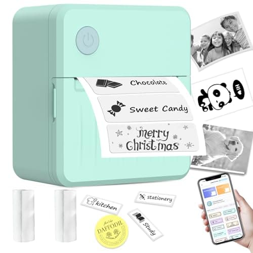Rotema Label Maker Machine with Tape – Bluetooth Thermal Label Printer, Mini Sticker Maker for Home, Office, School & Small Business, Includes 2 Rolls of Label Paper