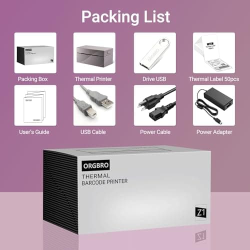 ORGBRO Z1 Shipping Label Printer, 4x6 Thermal Label Printer for Small Business, High Speed Sticker Maker for Commercial Grade Shipping Packages, Used for Amazon, Ebay, Shopify, USPS (USB Only) 8