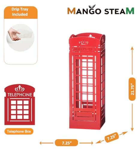 Mango Steam U.K Telephone Booth Red Umbrella Stand - for Entryway & Living Room 7