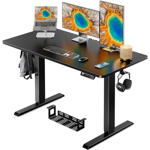 ErGear Whole Piece Standing Desk, Adjustable Stand Up Desk with Cable Management Tray, Electric Computer Workstation for Home Office, 48x24 inch, Black, EGESD64B