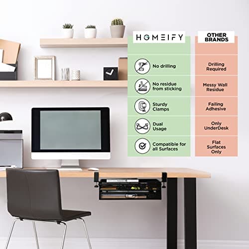 Homeify Under Desk Drawer Organizer Clamp-On, Mesh Metal Drawer Attachment, 2 Drawer Slide Out, On Or Under Desk Organizer For Office Supplies & Home Essentials (2 Drawers) 8