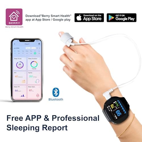 Pepultech Wrist Sleep Pulse Oximeter, Rechargeable Continuous SpO2 & Heart Rate Monitor with Buzzer Reminder, Bluetooth Blood Oxygen Saturation Tracker with Free APP Sleep Report- Non Medical Use 6