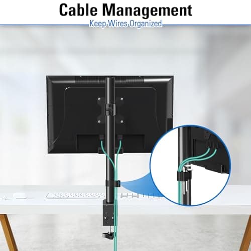 MOUNTUP Single Monitor Mount, Adjustable Monitor Stand for Max 32 Inch Flat Curved Computer Screen, Monitors Arm Desk Mount Fit VESA 75x75& 100x100, up to 17.6lbs, with C-Clamp and Grommet Base, Black 7