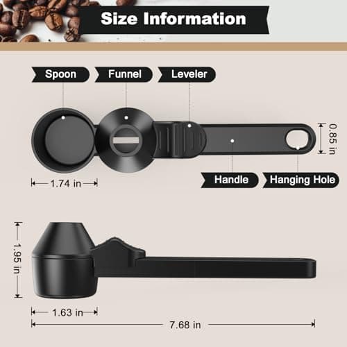 Coffee Scoop & Funnel for Reusable K Cup Refillable Coffee Pods, Coffee Measuring Spoon 2 Tablespoon Capacity, Scoop with Funnel for Ground Coffee, Protein Powder, Tea (Black, 1 Pack) 5