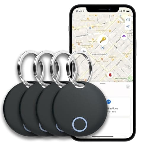 2026 New [Apple MFi Certified] Air Tracker Tags 4 Pack Luggage Tracker Works with Find My (iOS only), Key Tracker, Wallet, Suitcase,Bicycle and More, Replaceable Battery, IP67 Waterproof