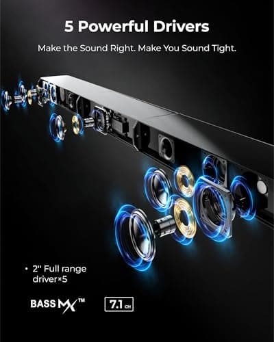 ULTIMEA 7.1ch Virtual Surround Sound Bar, Sound Bar for Smart TV with 2 Surround Speakers, Surround Sound System for TV with RGB, 6.5" Subwoofer, Peak Power 410W, App, HDMI/OPT/AUX/BT Apollo S70 Ultra 5