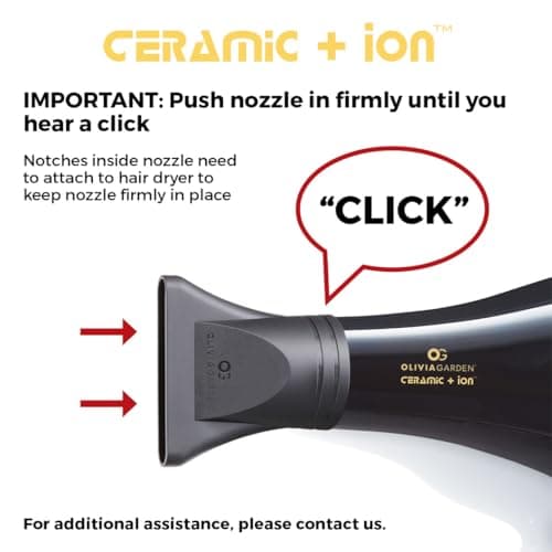 Olivia Garden 1875W Ceramic + Ion Professional Hair Dryer for Men and Women - Fast Drying Blow Dryer - Powerful Ionic Generator - 3 Heat Settings - with 2 Nozzles and Storage Bag - (Black/Gold) 6