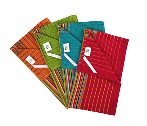 DG Collections Salsa Stripe Kitchen Dish Towels, 100% Cotton, Highly Absorbent, Multi Purpose Waffle Tea Towels for Cooking, Drying & Cleaning, 16x28 Inches, Pack of 12 8