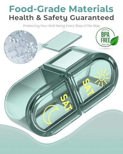 Pillex Pill Organizer 2 Times a Day, AM PM Pill Box 7 Day, Weekly Medicine Organizer with Large Capacity, Travel Pill Case for Medication, Vitamins, Fish Oils, Supplements (Easy to Use, Portable) 5
