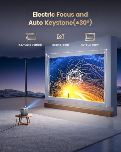 Smart Mini Projector with WiFi and Bluetooth【Compatible with Netflix/Portable/4K Supported】Dolby Audio,Auto Keystone & Electric Focus Outdoor Movie Projectors,WiMiUS Native 1080P HD Proyector 8