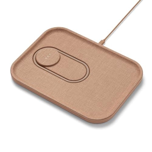 Courant MAG:3 Charger and Tray - Belgian Linen, Multi-Device Charger Compatible with MagSafe iPhones 16, 15, 14, 13, 12 or Wireless AirPod Cases (Camel)