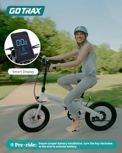 Gotrax R1 20" Folding Electric Bike with 40 Miles (Pedal-assist1) by 48V Battery, 20Mph Power by 350W, Weighs Only 45lbs, LCD Display & 5 Pedal-Assist Levels, Suitable for Leisure Riding&Commuting WHI 8