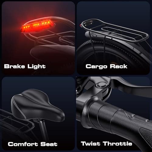 PUJH 2000W Peak Electric Bike for Adults, 48V 17.5Ah 840Wh 29'' Tires Max 32 mph 30-80 Miles Range City Commuting Class3 Ebike Front Suspension Disc Brake for Off-Road Riding (Black&Red) 6