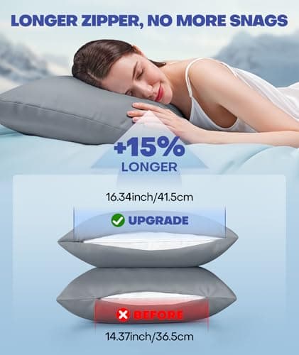 Ice Cooling Pillowcase for Hot Sleepers, Instantly Cool, Stay Cold All Night, Softer Than Silk Pillow Cases, Pillow Covers with Invisible Zipper, Gift for Men & Women - Standard, Light Gray (1 Pack) 5