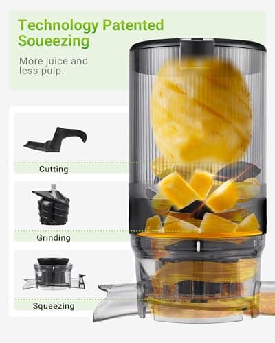 TUUMIIST Juicer Machines, Cold Press Juicer with 5.3" Extra Large Feed Chute Fit Whole Fruits & Vegetables Easy to Clean, High Juice Yield, BPA Free (Black) 8