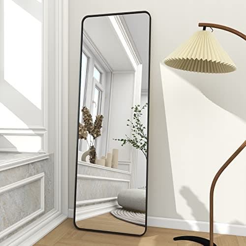BEAUTYPEAK Black Full Length Mirror, 64"x21" Rounded Corner Floor Mirror Standing Hanging or Leaning Against Wall, Suitable for Bedroom or Dressing Room 9