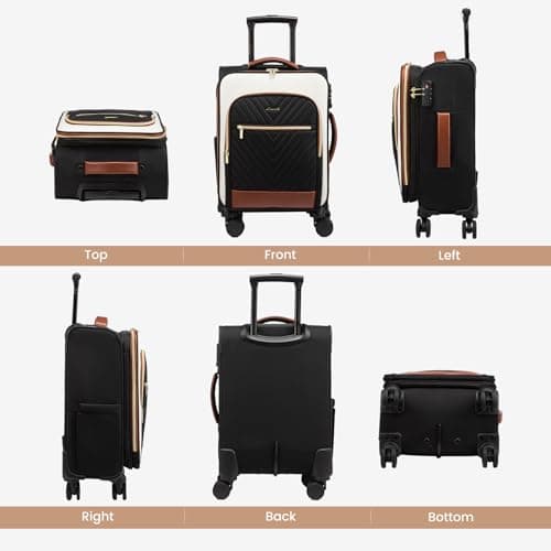 LOVEVOOK Carry On Luggage 22x14x9 Airline Approved,20 Inch Carry-on Suitcase for Women,Softside Suitcases with Wheels,Rolling Checked Luggage with TSA Lock,Lightweight Travel 9