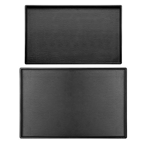 Cedilis 2 Pack Black Rectangular Serving Trays, Non-Slip Plastic Coffee Table Tray, Modern Ottoman Trays for Table Centerpiece, Home Decor, Bathroom, Kitchen Counter