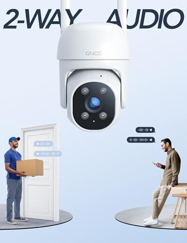 GNCC 2.4GHz Outdoor Security Camera, Plug-in Wired Cameras for Home Security, 355° PTZ Camera with 1080P Color Night Vision, Motion Detection, 2-Way Audio, Cloud Storage Subscription Required(1-Pack) 6