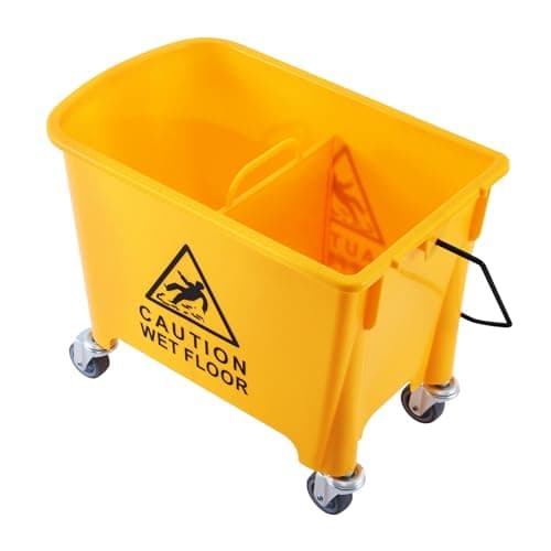 Ridgeyard 5.28 Gallon Side Press Yellow Mop Bucket with Wringer, Mop Bucket with Wringer Set for Home Use, Dirty Water Separator, 11x16.92x27.55 Inch 6