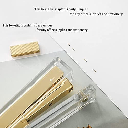 Acrylic Gold Tape Dispenser & Desktop Stapler, Includes Staple Remover, Tape, 1000pcs Staples - Cute Office Stapler Set for Modern Design Desk Accessory Kit 8