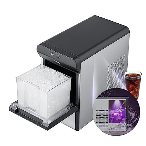 VEVOR Countertop Nugget Ice Maker, 37lbs in 24Hrs, 2 Way Water Refill Self Cleaning Nugget Ice Maker with Scoop and Basket for Home Kitchen Office Party 9