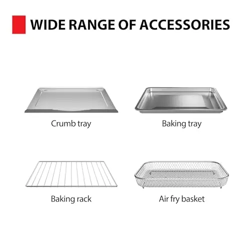 TOSHIBA ChefFry Air Fryer Toaster Oven Combo, 26.4 QT Large Capacity, 12-in-1 Countertop Toaster Oven, Stainless Steel 8