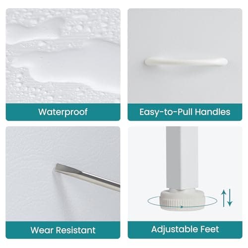 OLIXIS Dresser for Bedroom with 5 Drawers, Wide Chest of Drawers, Fabric Bedroom Dresser with Drawer Organizer, Storage Organizer Unit with Fabric Bins for Closet, Living Room, Hallway, Pure White 6