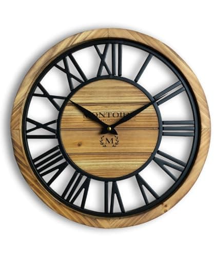Montoire 16 Inch Wall Clock - Farmhouse Wall Clock Large for Living Room Decor - Battery Operated 16 Inches or Larger with Decorative Roman Numerals