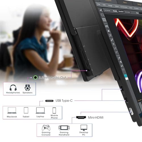 Kado Dual Portable Monitor Setup - 2-Pack 15.6-inch FHD Portable Monitor for Laptop, 1920x1080 IPS mini-HDMI USB Type-C Laptop Screen Extender Built-in Speakers, Stacked Desk Setup for Office Gaming 6