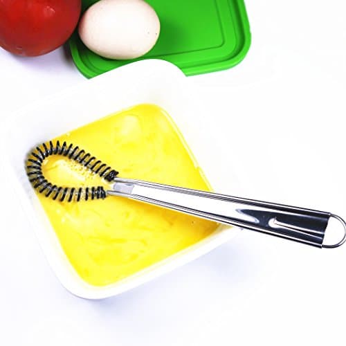 Stainless Steel Mini Spring Egg Beater Silicone Whisk Magic Hand Held Sauce Stirrer Blender Milk Frother Foamer Coffee Mixer (2Pack-Silicone+Steel coil) 6