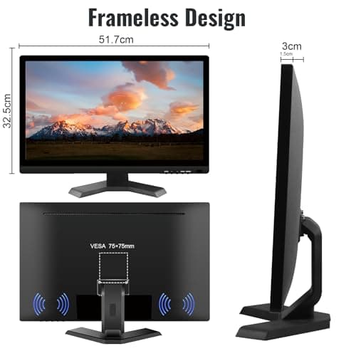 Pisichen Touchscreen Monitor 21.5 Inch Full HD 1920x1080P 10-Point Multi Touch Screen PC Monitor with HDMI VGA USB Port, Built-in Speakers 5