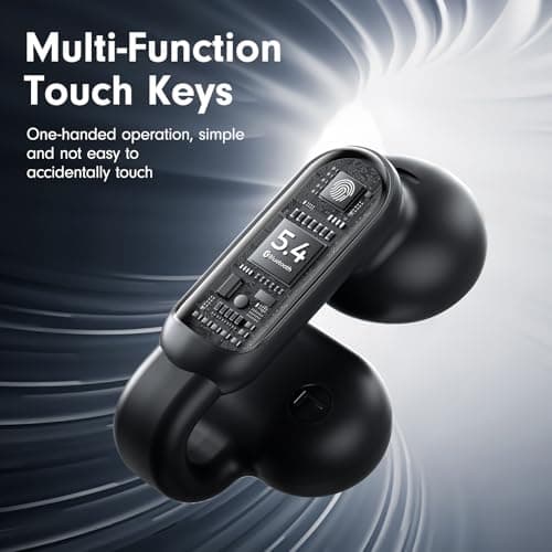 Yomdud Ultra Open Ear Earbuds Bluetooth 5.4,Wireless Clip On Earbuds Sound Quality Clear,Lightweight and Comfortable Design,Stable Fit,42 Hours of Play Time Black 5