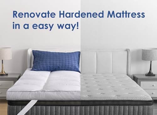 Marine Moon Mattress Topper Queen, Cooling Pillow Top Mattress Topper, Extra Thick Plush Mattress Pad Cover, Overfilled with 7D Down Alternative, Relief Back Pain, Soften Hard Mattress, 80'' x 60'' 6