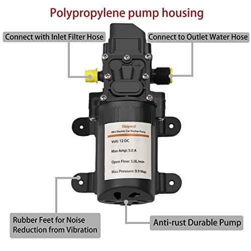 Gioyonil Electric Pressure Washer Pump, 12V 100W Portable High Pressure Power Intelligent Mini Car Water Pump Kit for Auto RV Home Garden Pet Shower 6