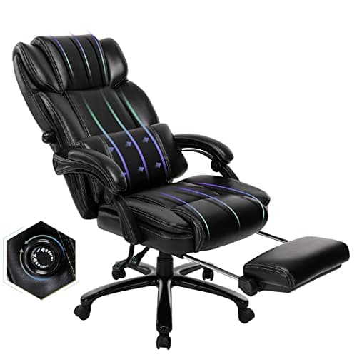 Big & Tall Executive Office Chair - Thick Bonded Leather, 350lbs Capacity, Adjustable Height & Lumbar Support, Black