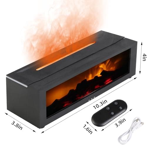 Fireplace Diffuser,Fire Diffuser,Fireplace Humidifier,Fireplace Humidifier Diffuser,7 Colours Wall Mini Fireplace Aromatherapy Humidifier Diffuser with Remote Timer and Auto Off (Black) 7