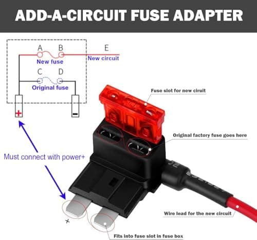 Gebildet Dash Cam Hardwire Kit Mini USB,10ft 12V-24V to 5V Low Voltage Protection ACN/ACS/ACU Add a Circuit Fuse Holders (Right Angle Mini USB+Fuse kit) 7