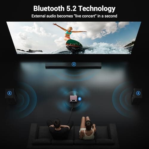 Projector 4K with WiFi and Bluetooth [2000 ANSI/AI Auto Focus/Built in Apps], Outdoor Movie Projector with Smart TV OS 2.0 & Dolby, HAPPRUN Home Theater Projector for Indoor/Outdoor Use 5
