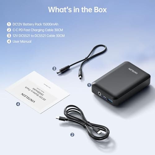 Rechargeable DC 12V Battery Pack PD45W USB-C Power Bank 15000mAh for LED Lights/Strips, Spectra Breast Pump, Telescope Mount, CCTV Camera, Milwaukee M12 Heated Jackets/Vests, iPhone, MacBook, Switch 9