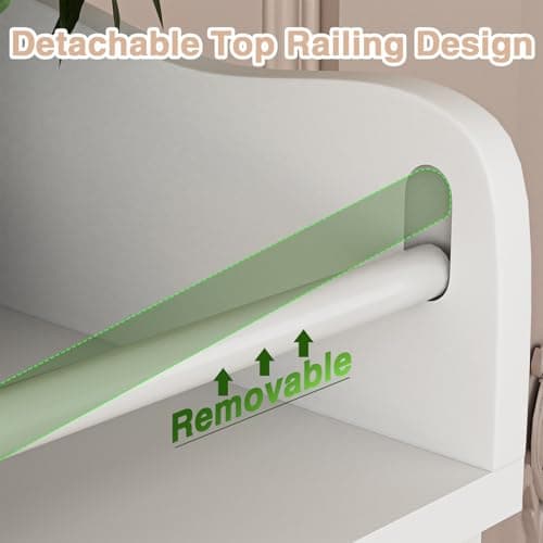 HPWLYO Nursery Dresser with Changing Table Top, Tall Changing Table Dresser for Bedroom, Wooden Baby Dressers & Chests of Drawers, 4 Drawers with 2 Open Shelves White 7